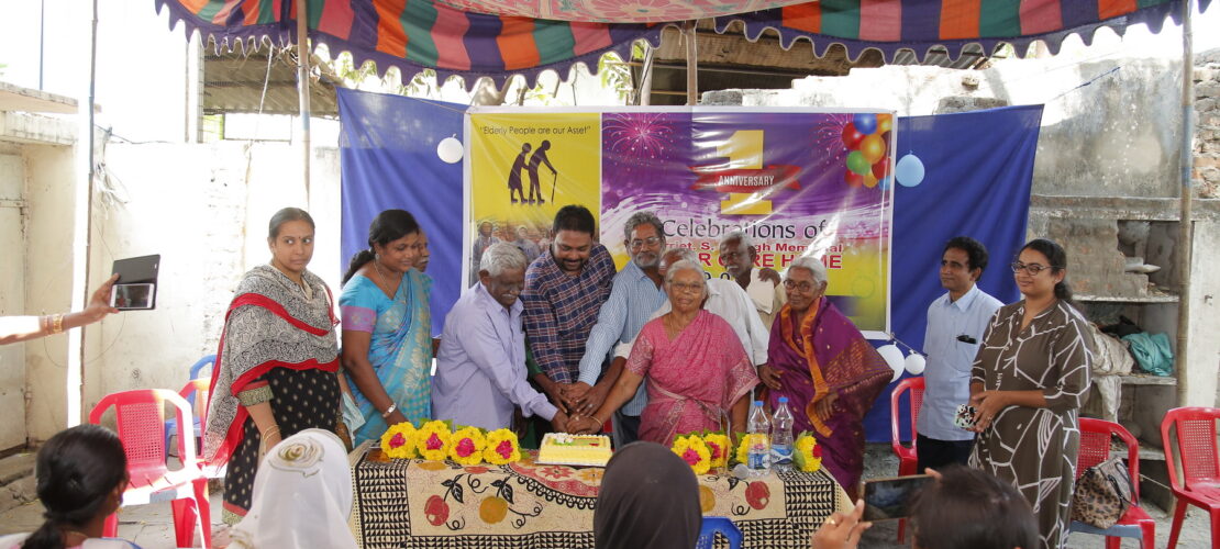 Cake cutting by Elderly persons in 1st Anniversary celebration of Elder Care Home