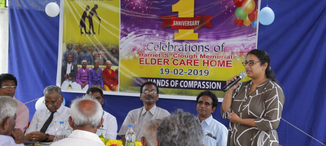 Dr. Sruthi addressing 1st Anniversary celebration of Elder Care Home